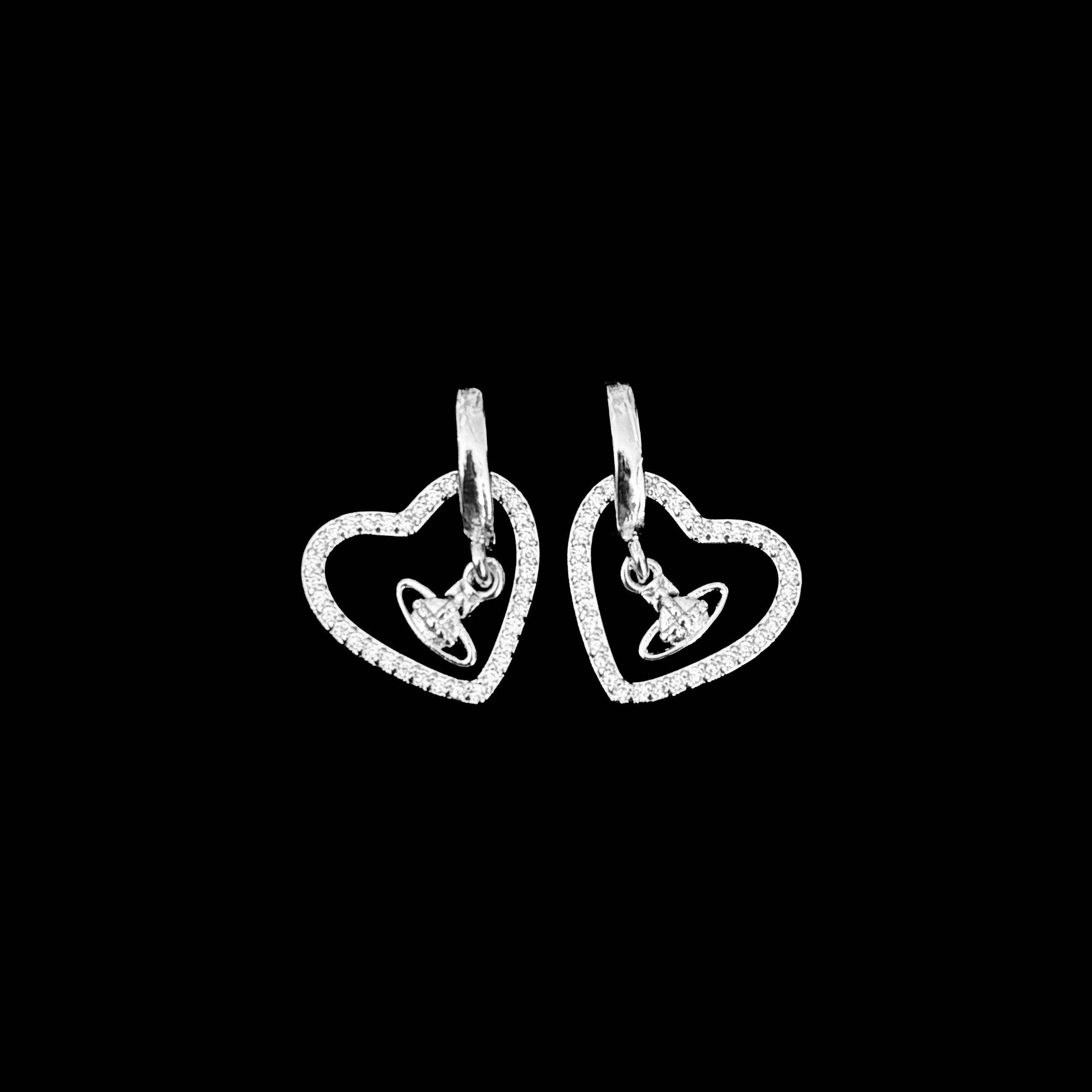 Crystal Heart Mini Orb Earrings