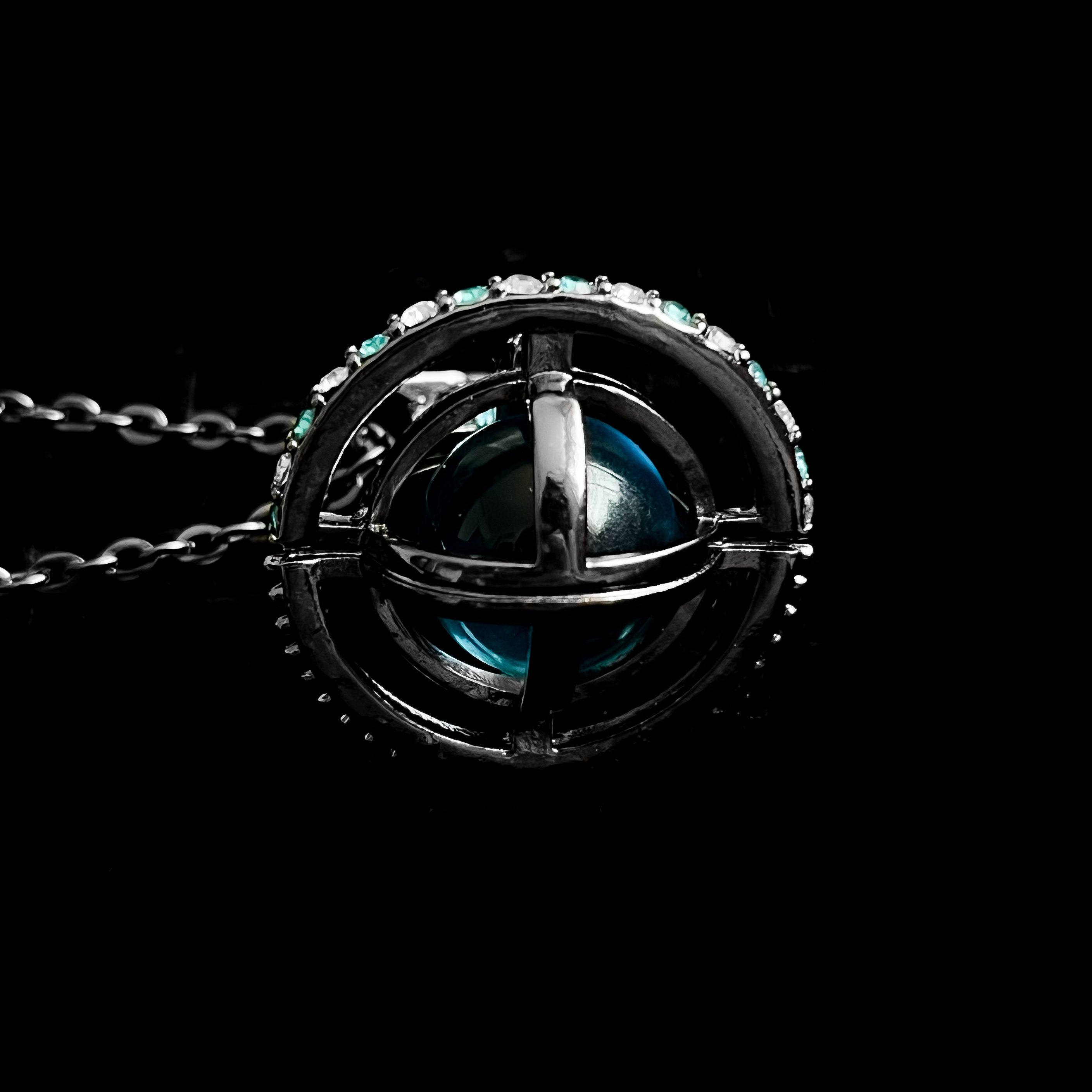 Aqua Crown Orb Necklace
