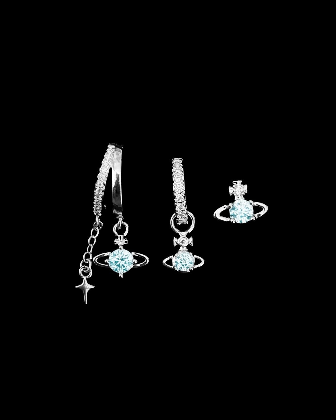 Vivienne Planet Earrings Set - Sky Blue