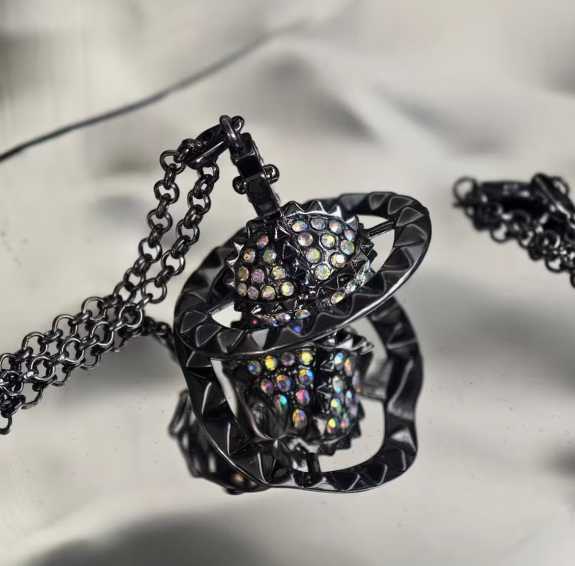 Black Crystal Orb Necklace