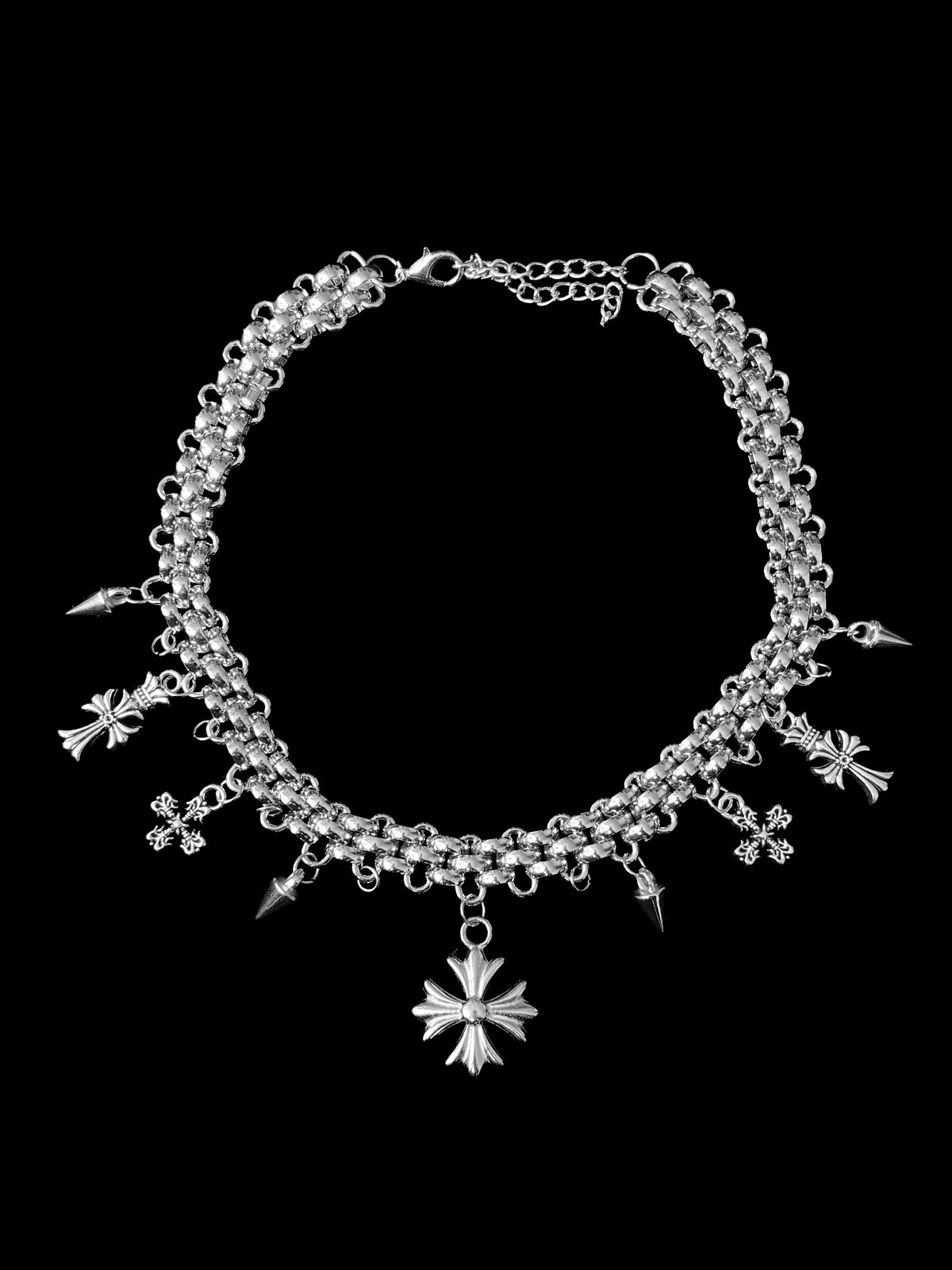 Chrome Cross Charm Necklace