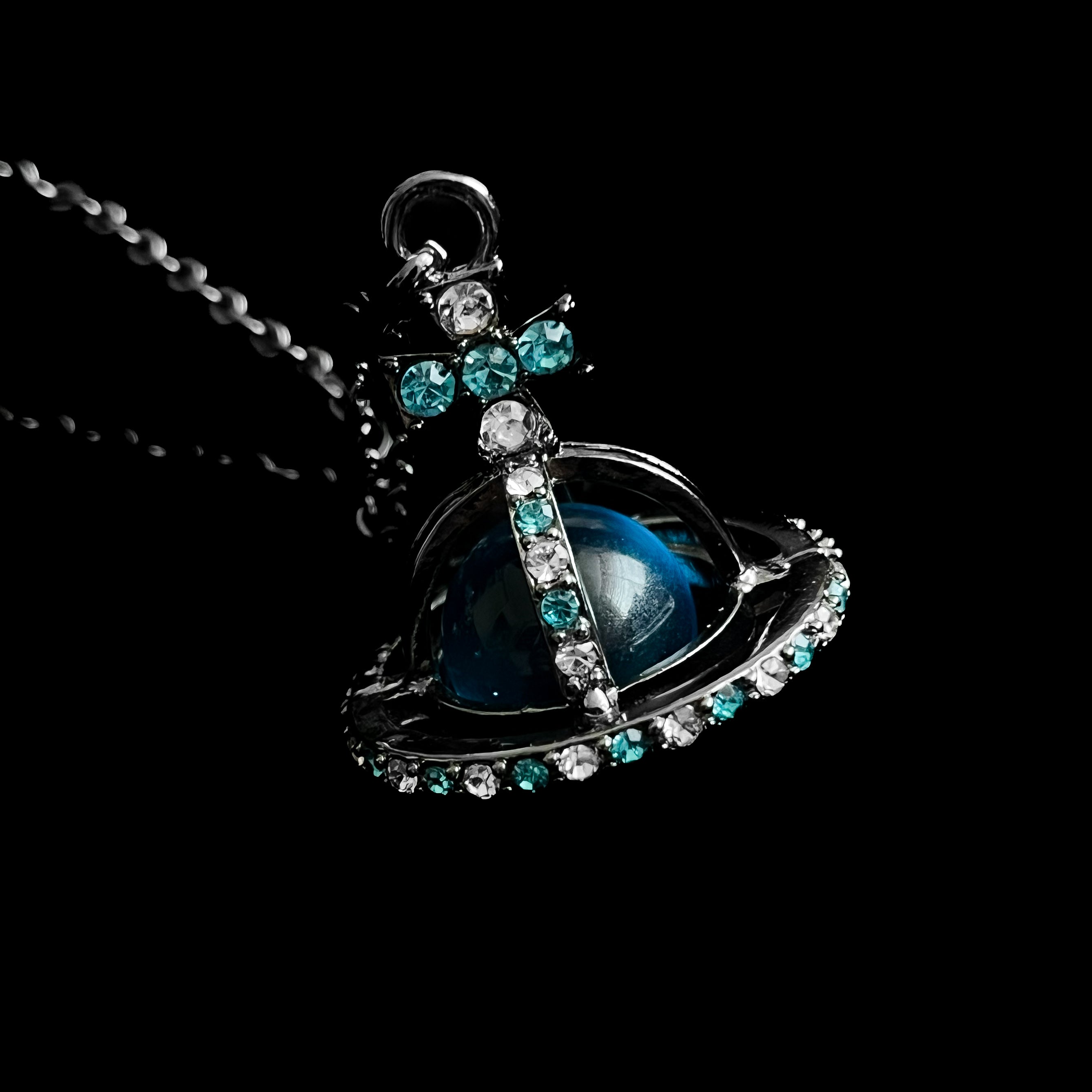 Aqua Crown Orb Necklace