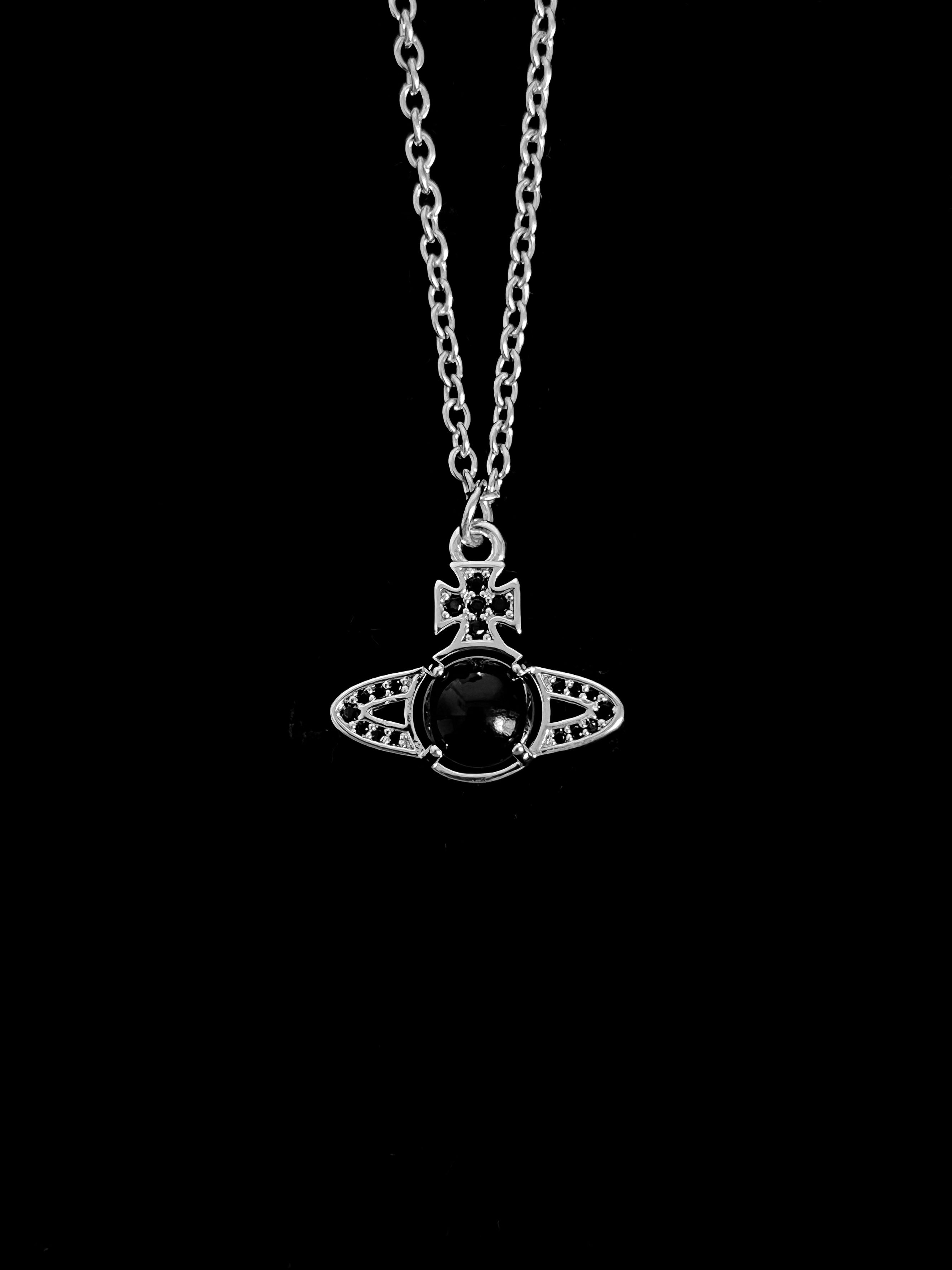 Black Crystal Orb Necklace