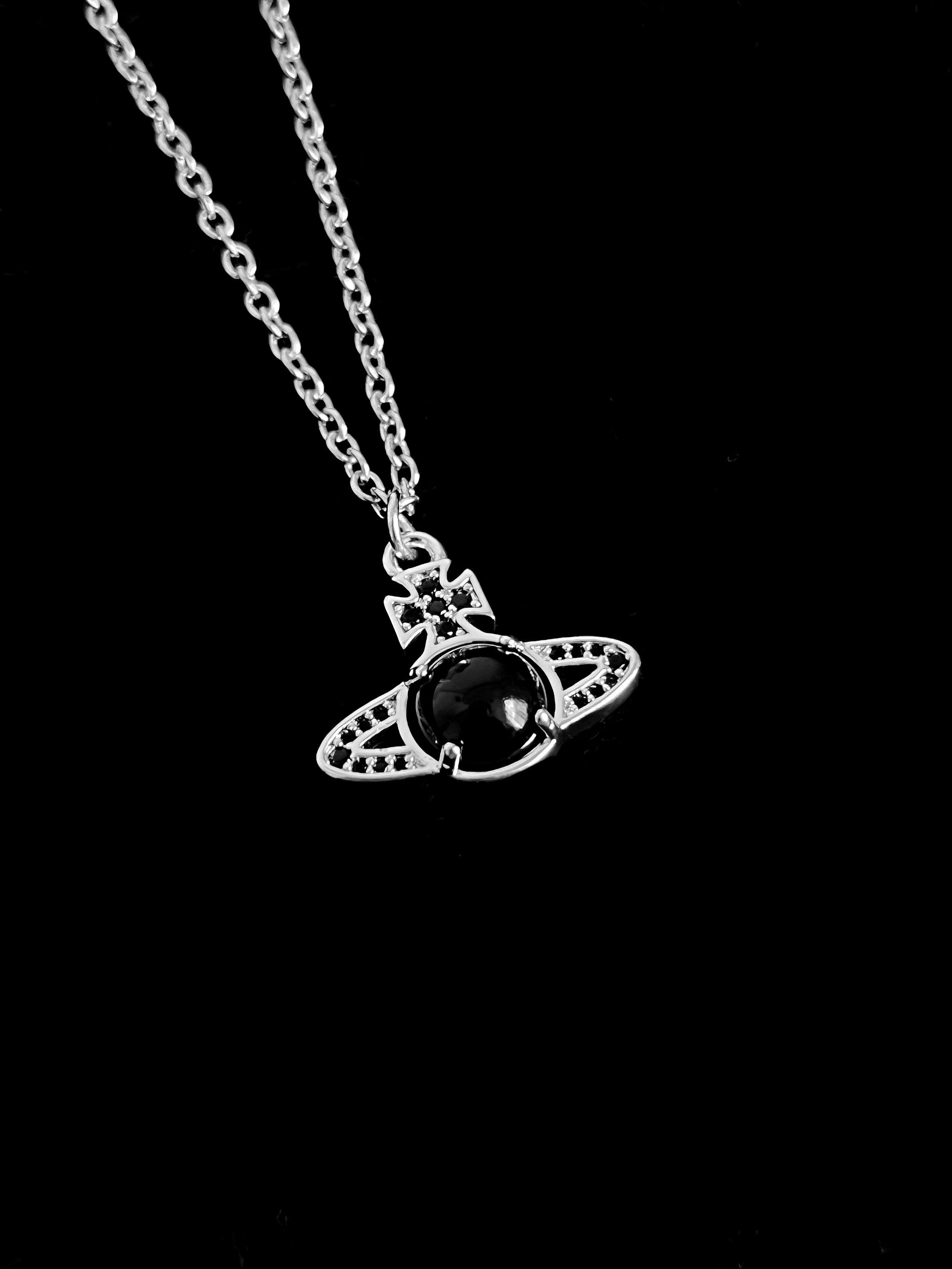 Black Crystal Orb Necklace