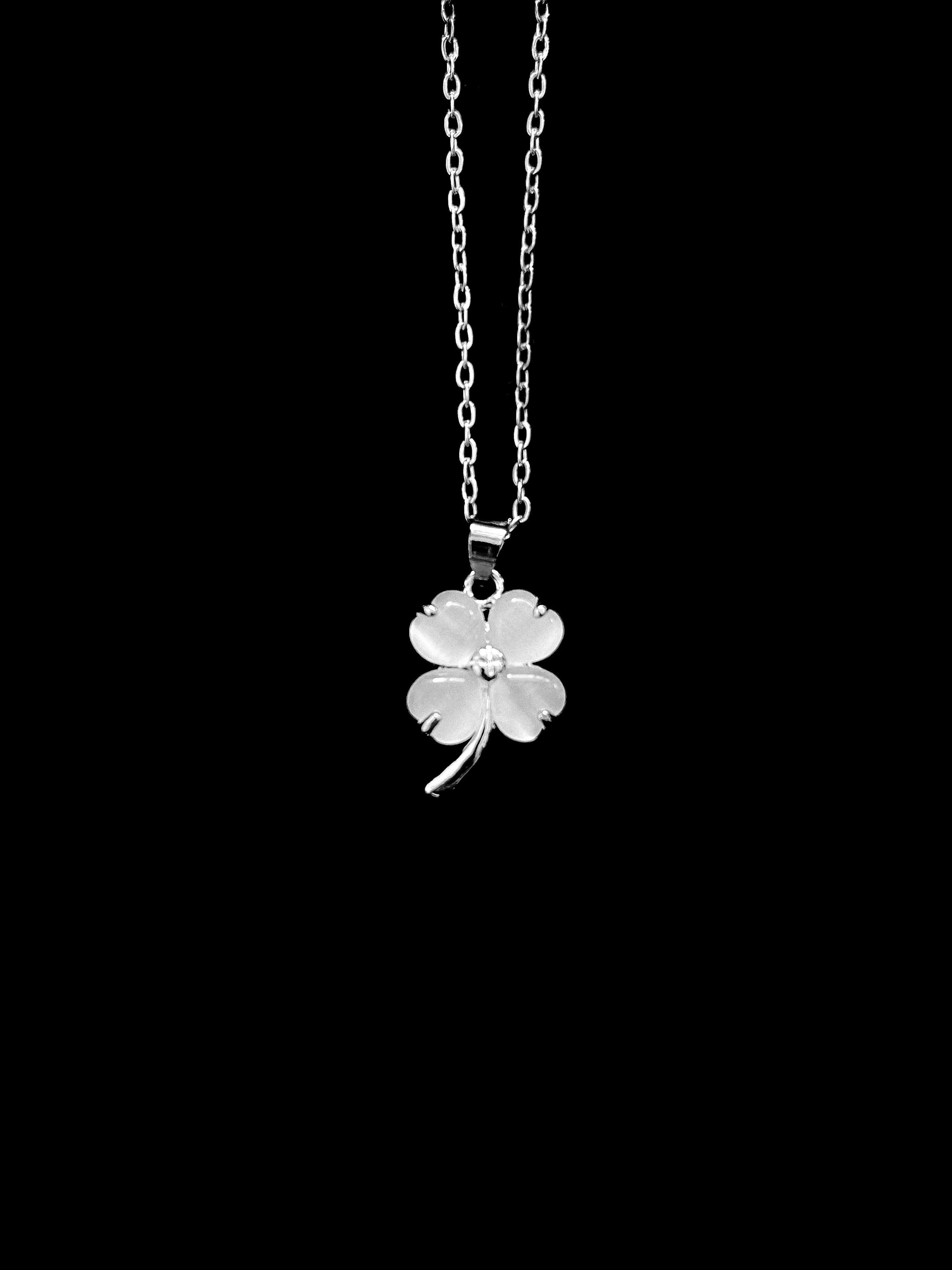 White Clover Pendant Necklace