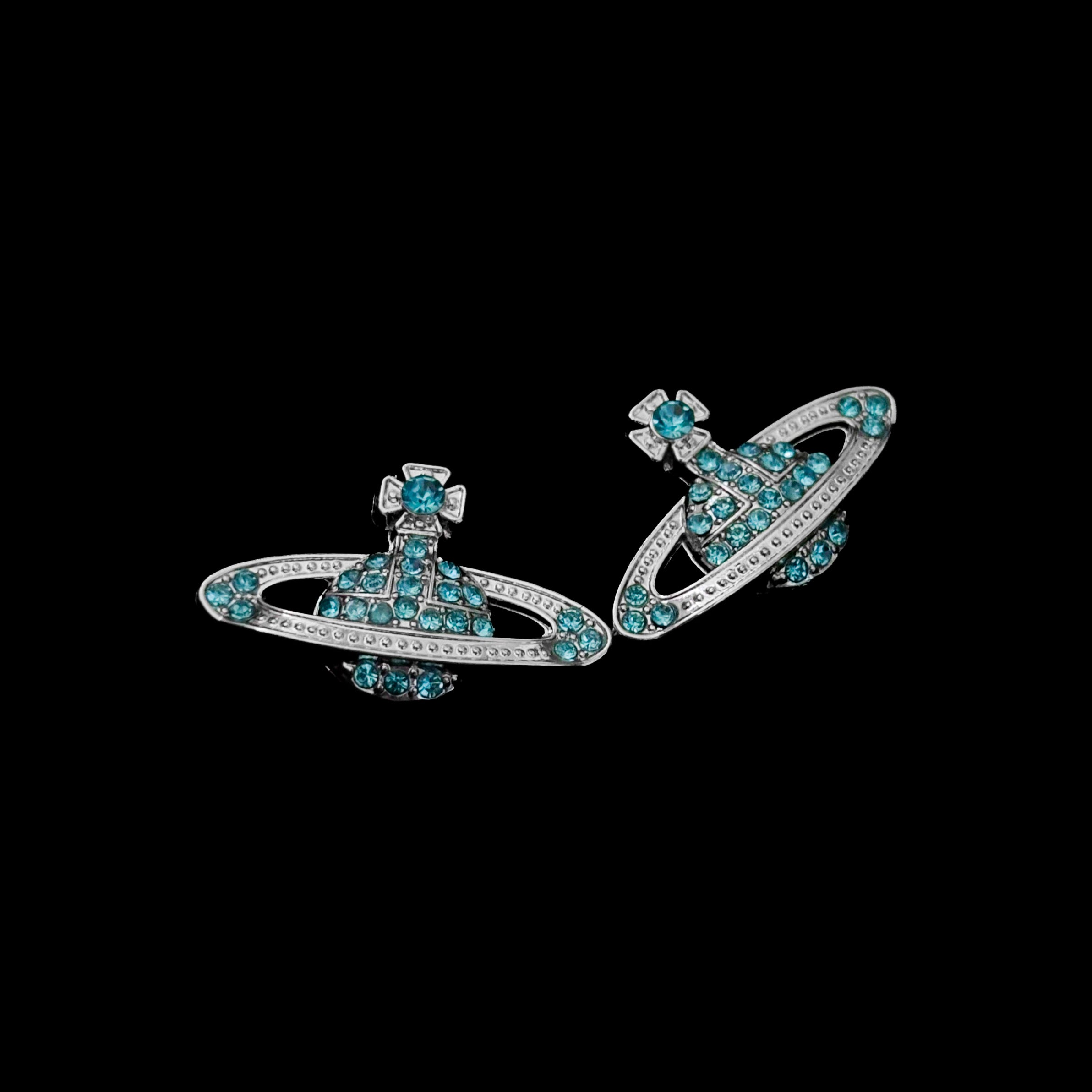 Aqua Crystal Orb Earrings