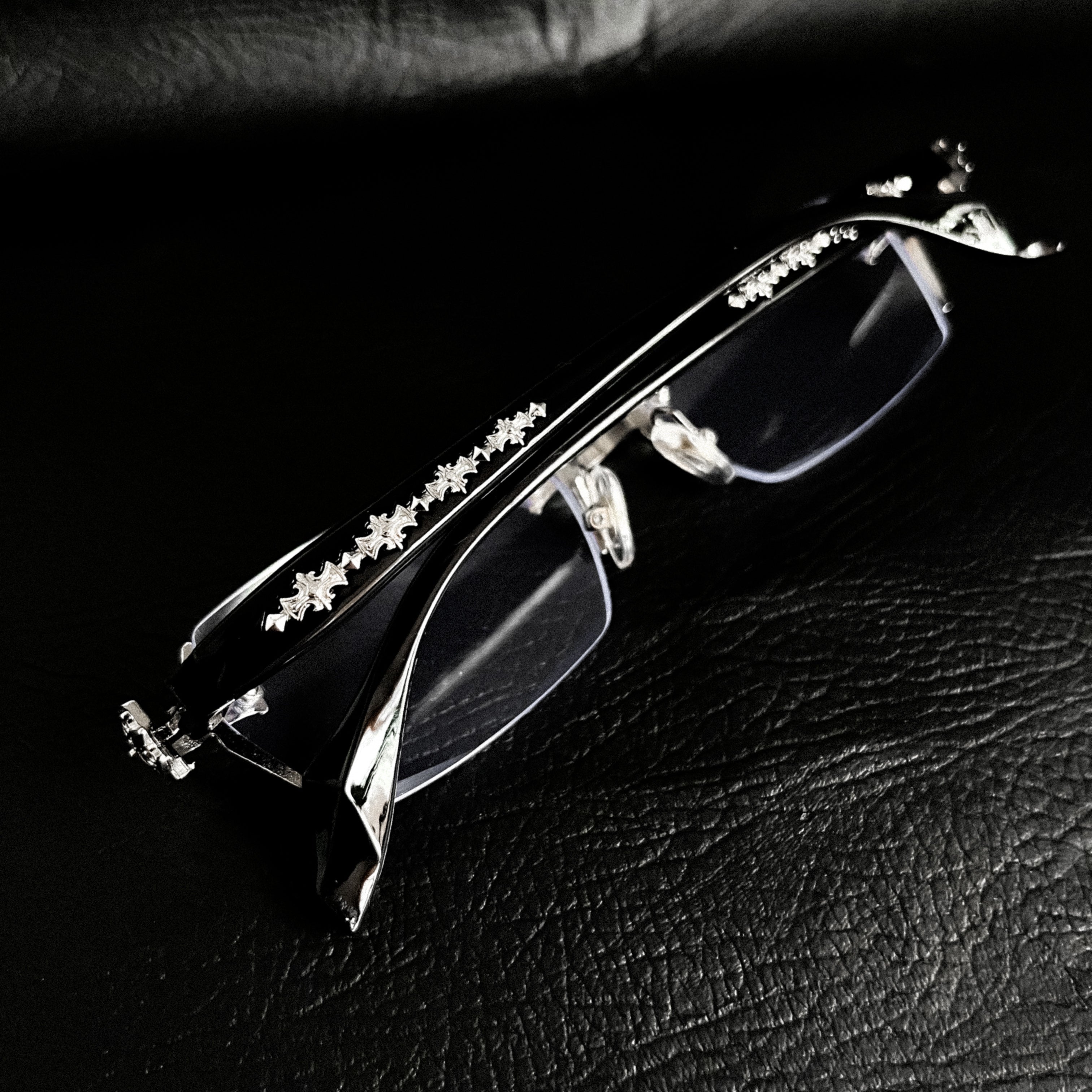 Rimless Chrome Cross Glasses CH