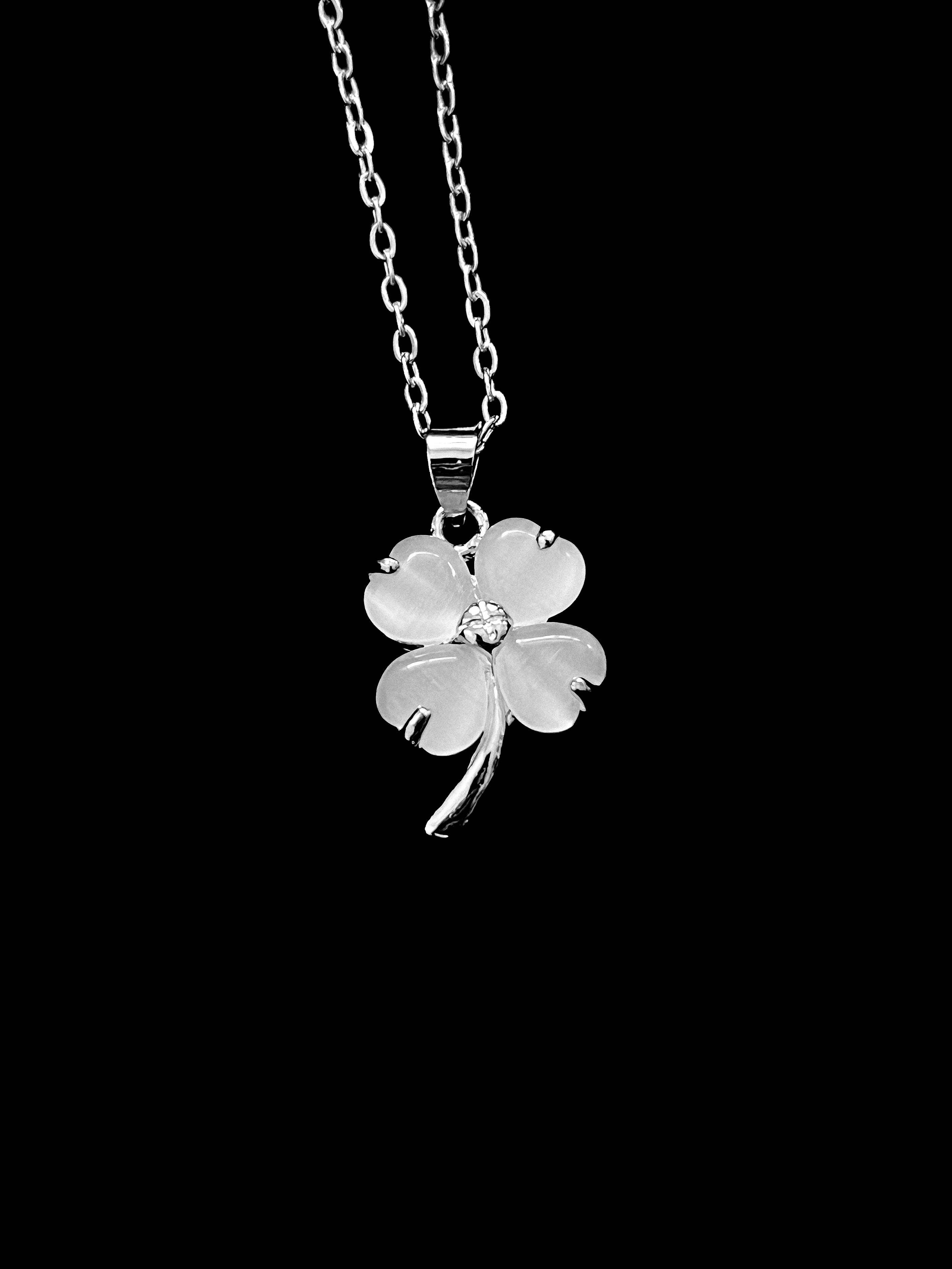 White Clover Pendant Necklace