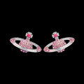 Pink Crystal Orb Earrings