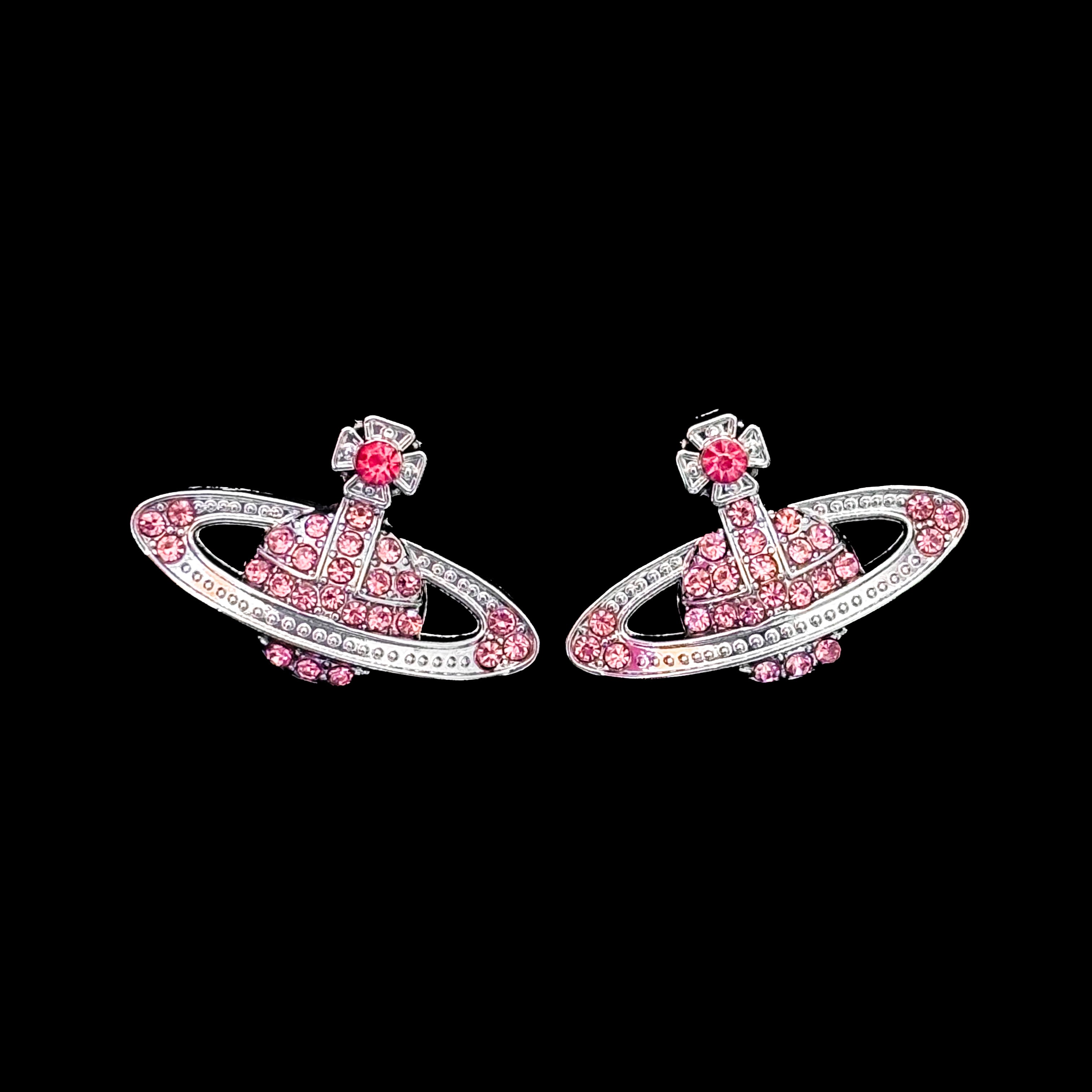 Pink Crystal Orb Earrings