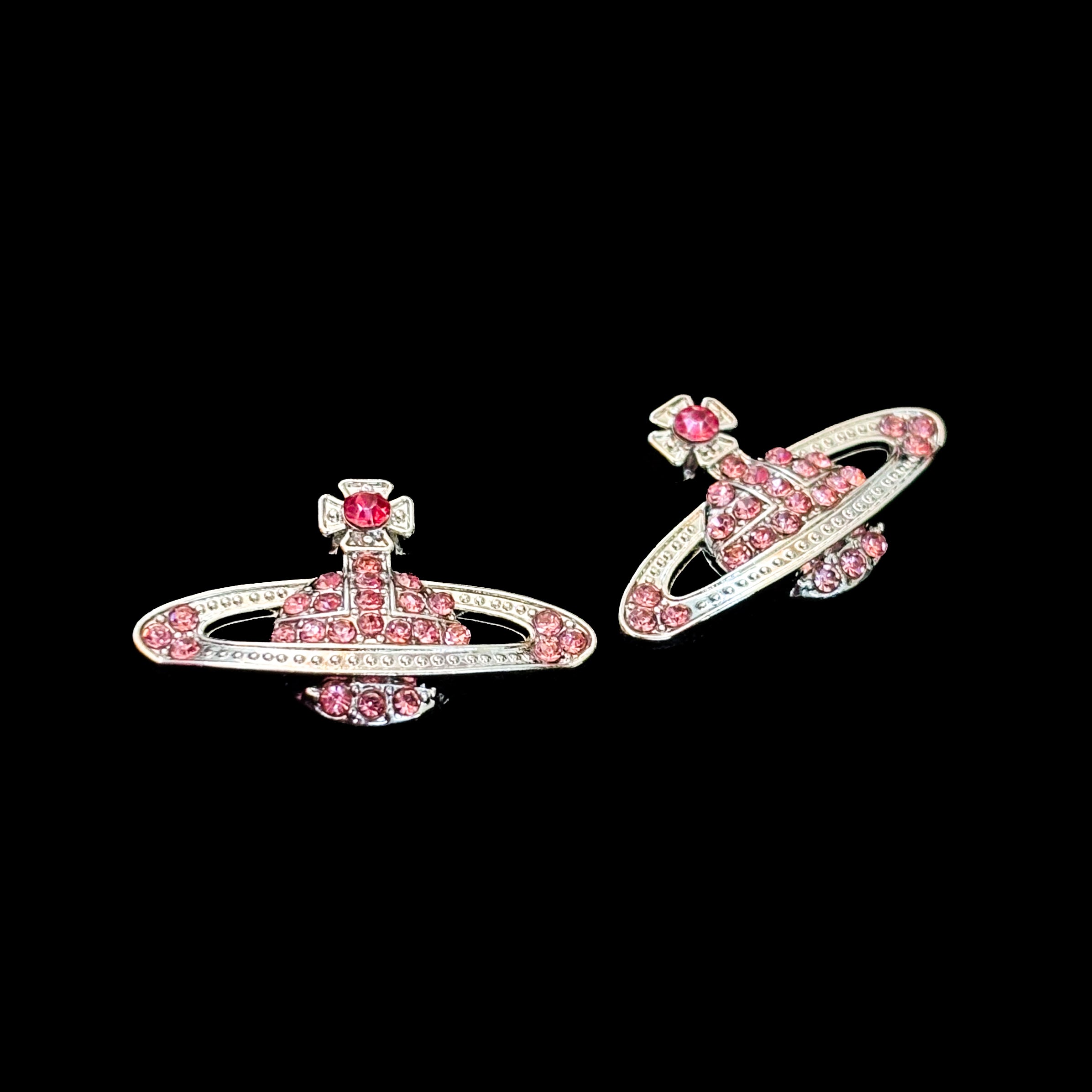 Pink Crystal Orb Earrings