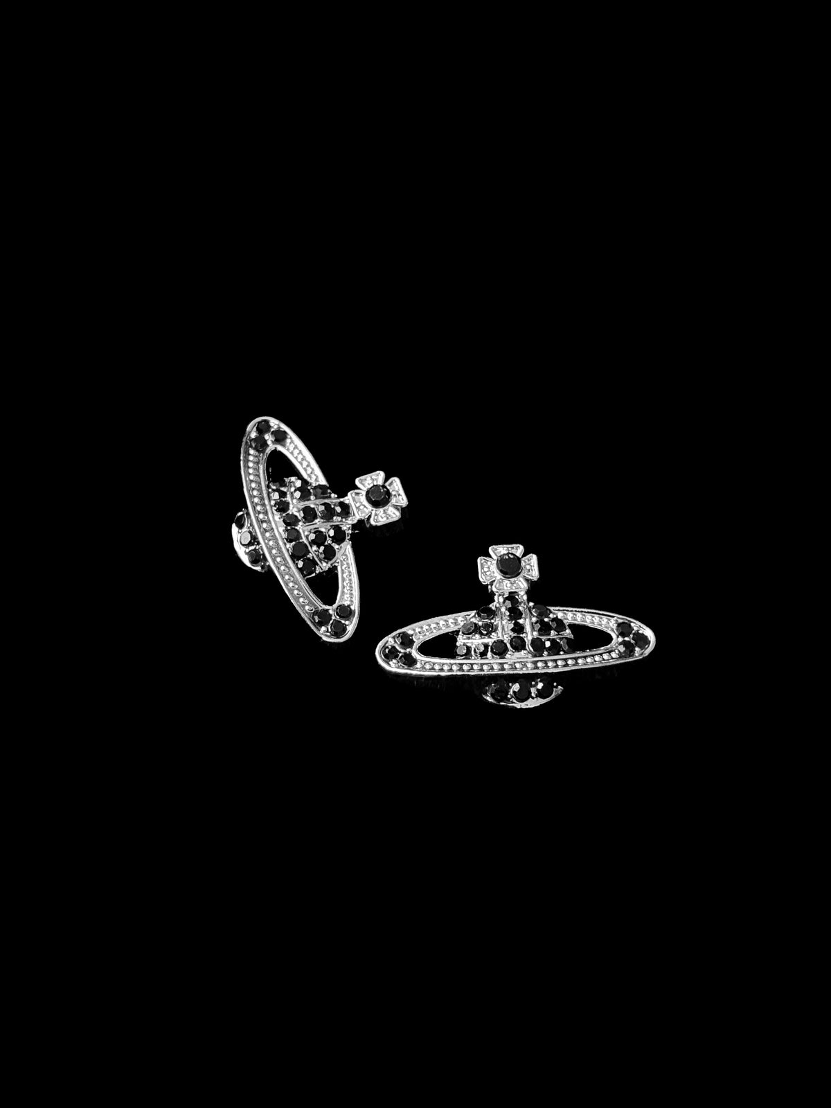 Vivienne Black Crystal Orb Earrings