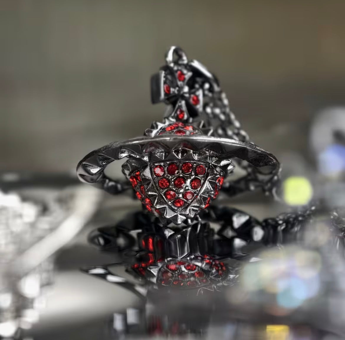 Crimson Midnight Orb Necklace