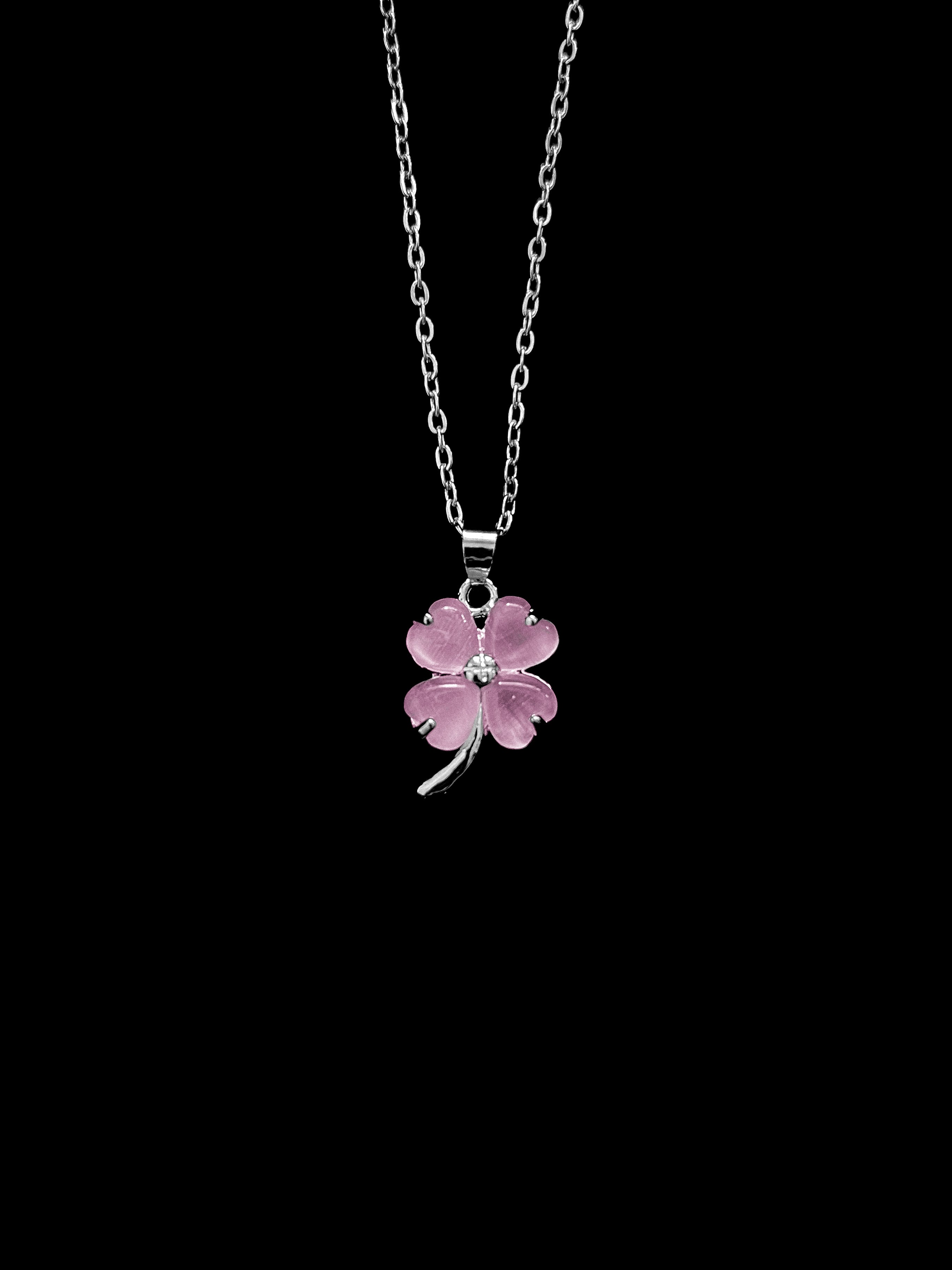 Pink Clover Pendant Necklace