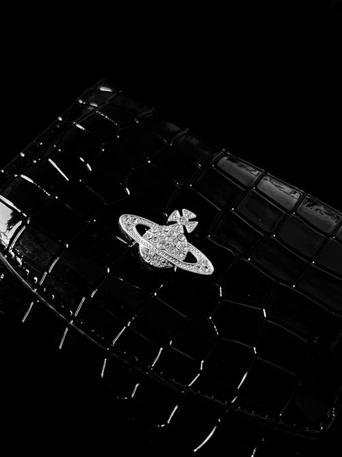 Black Croc Orb Card Wallet