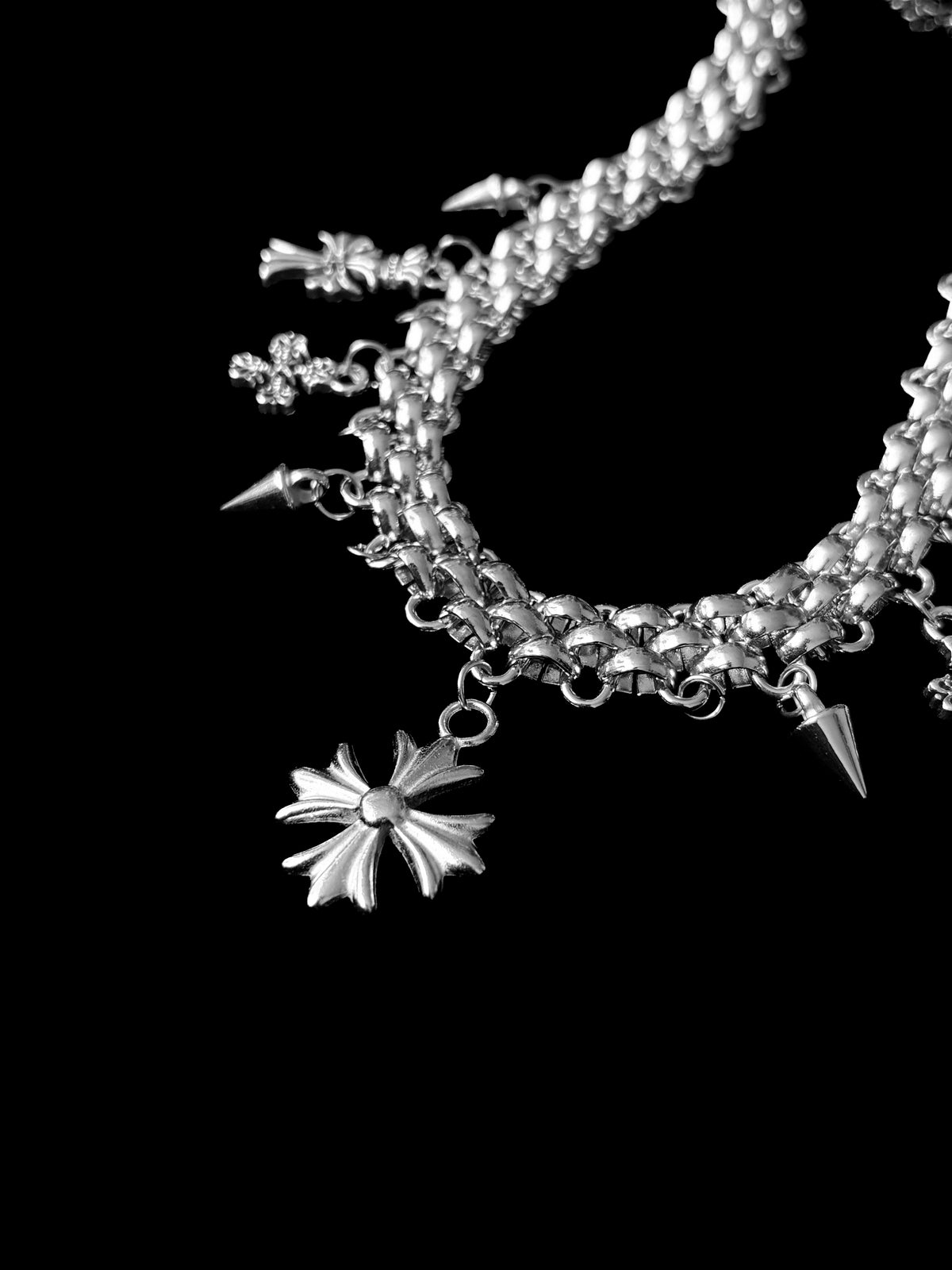 Chrome Cross Charm Necklace