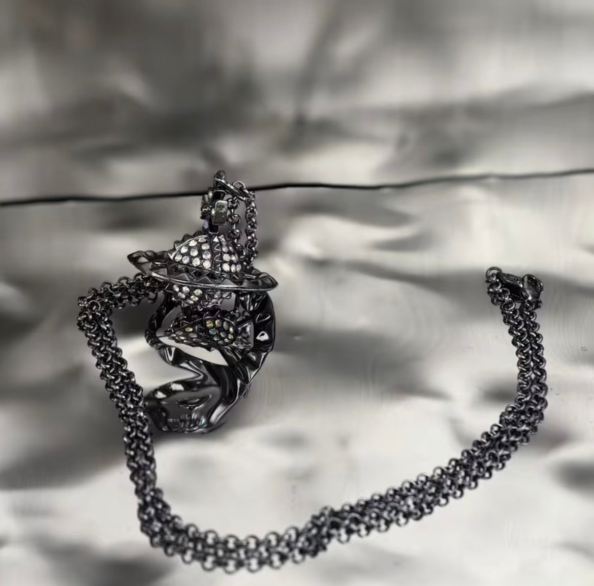 Black Crystal Orb Necklace