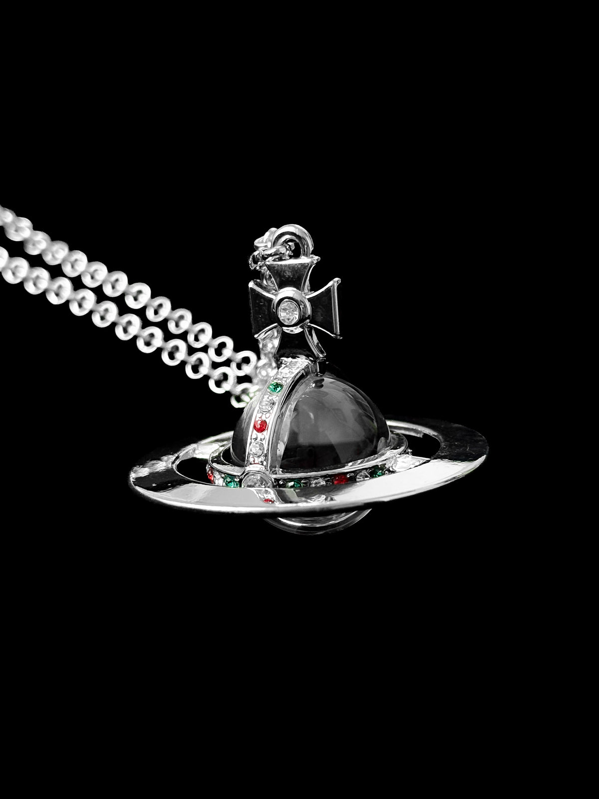 Vivienne W. Silver Crystal Orb Necklace