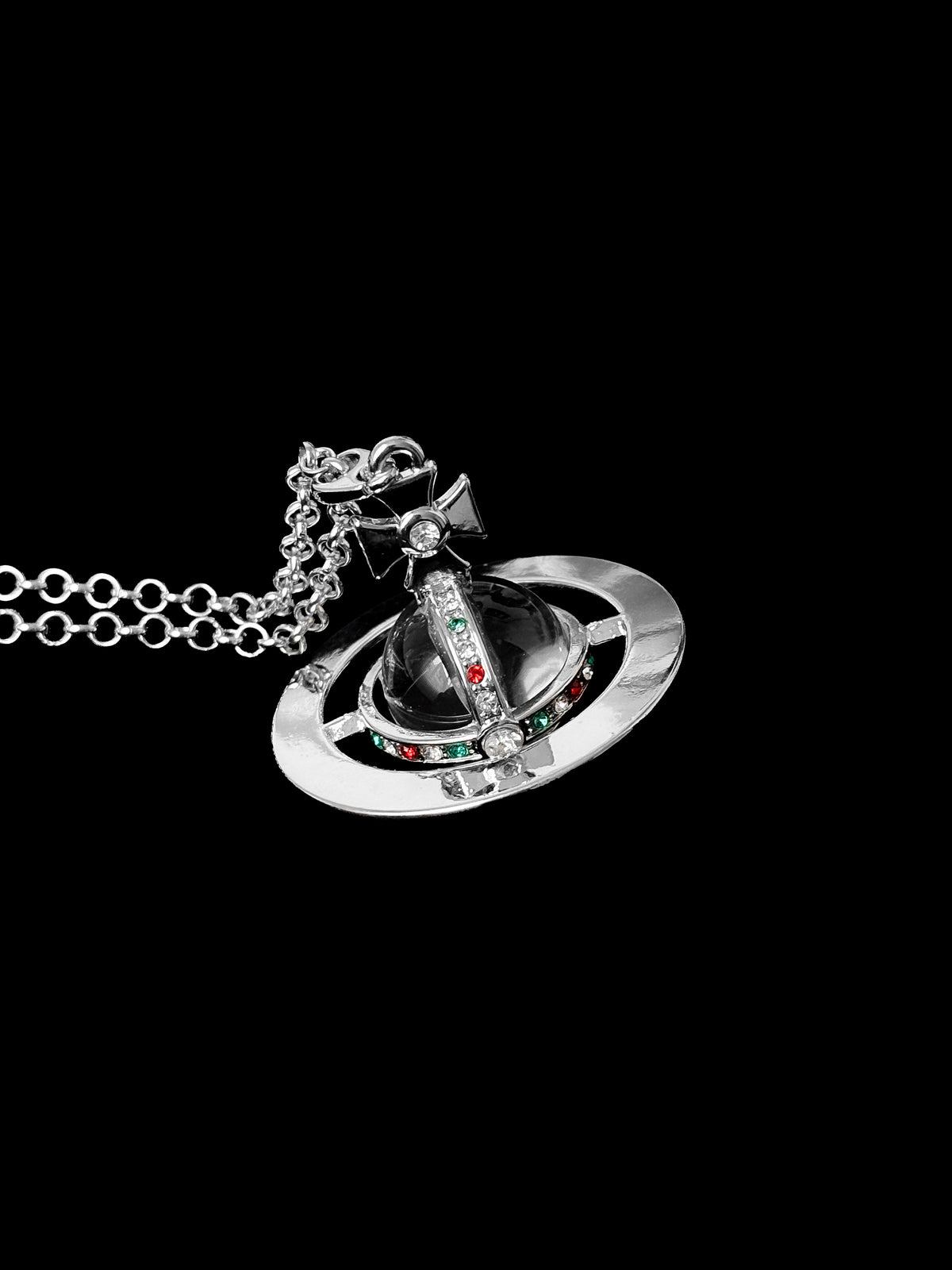 Vivienne W. Silver Crystal Orb Necklace