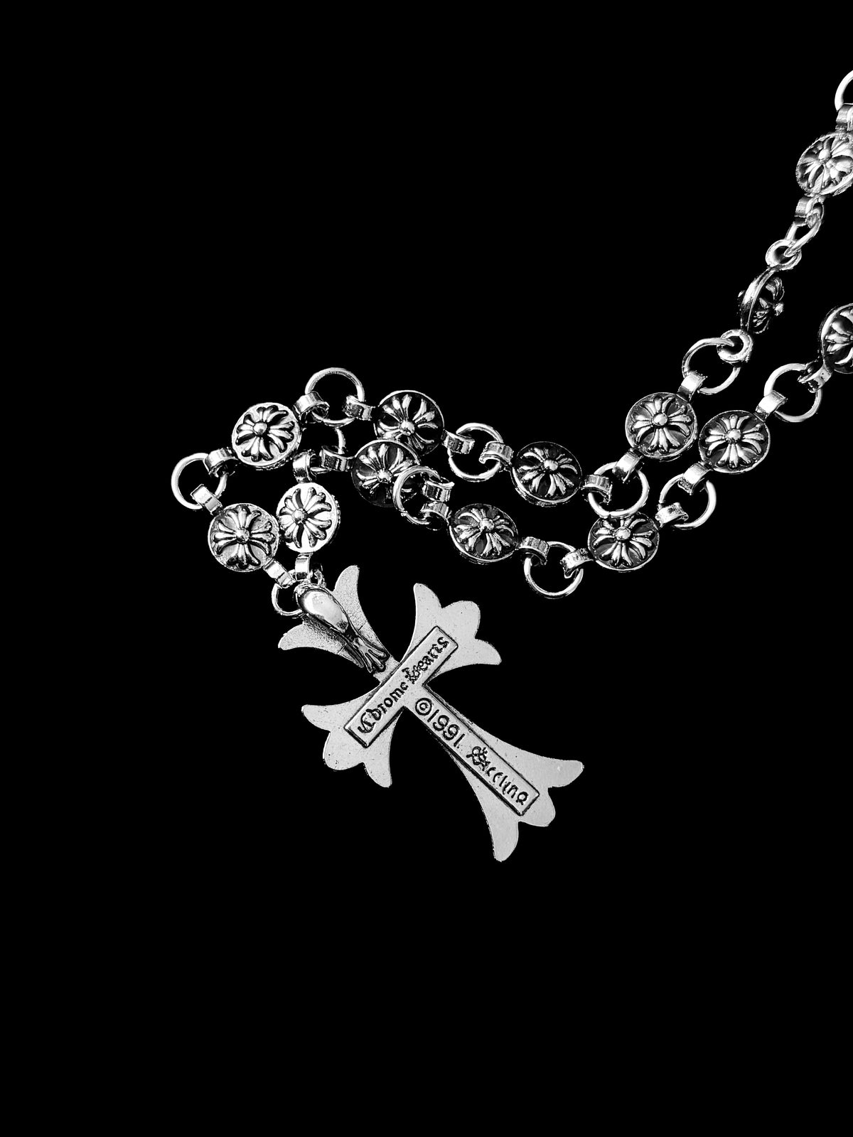 Chrome Large Cross Necklace