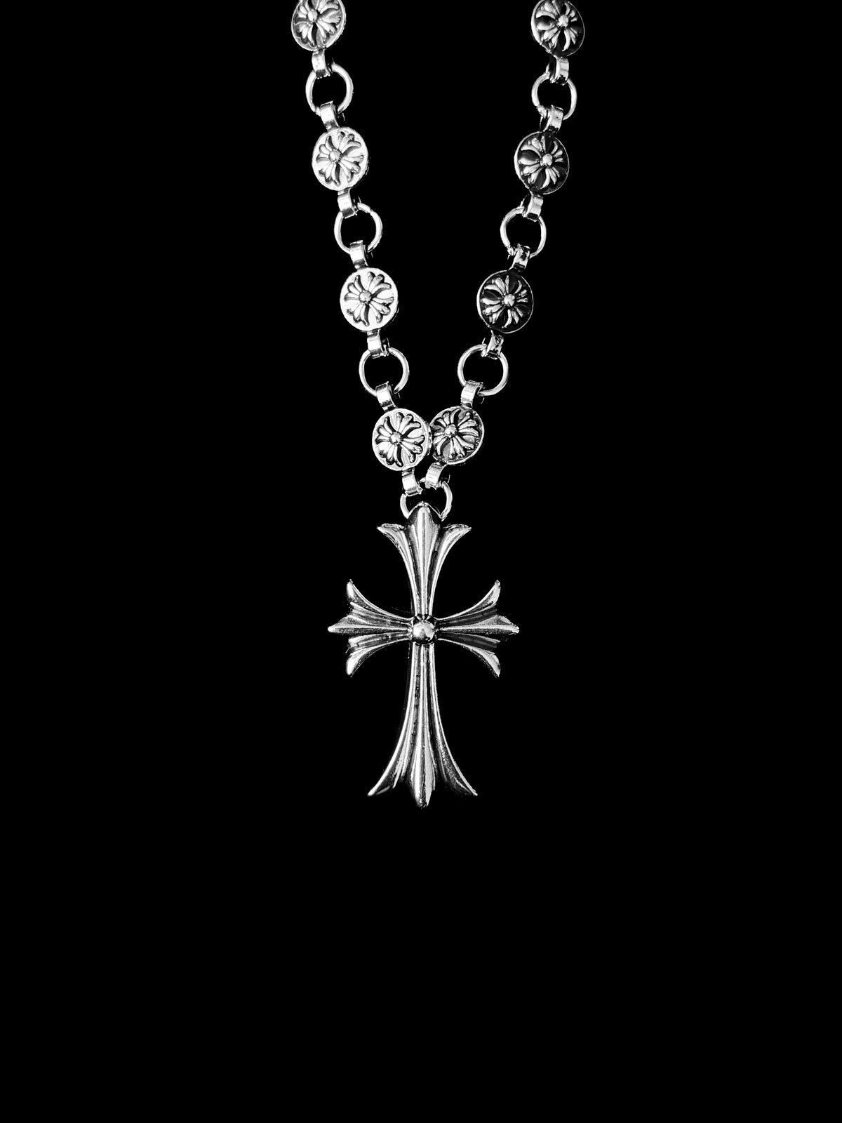 Chrome Large Cross Necklace