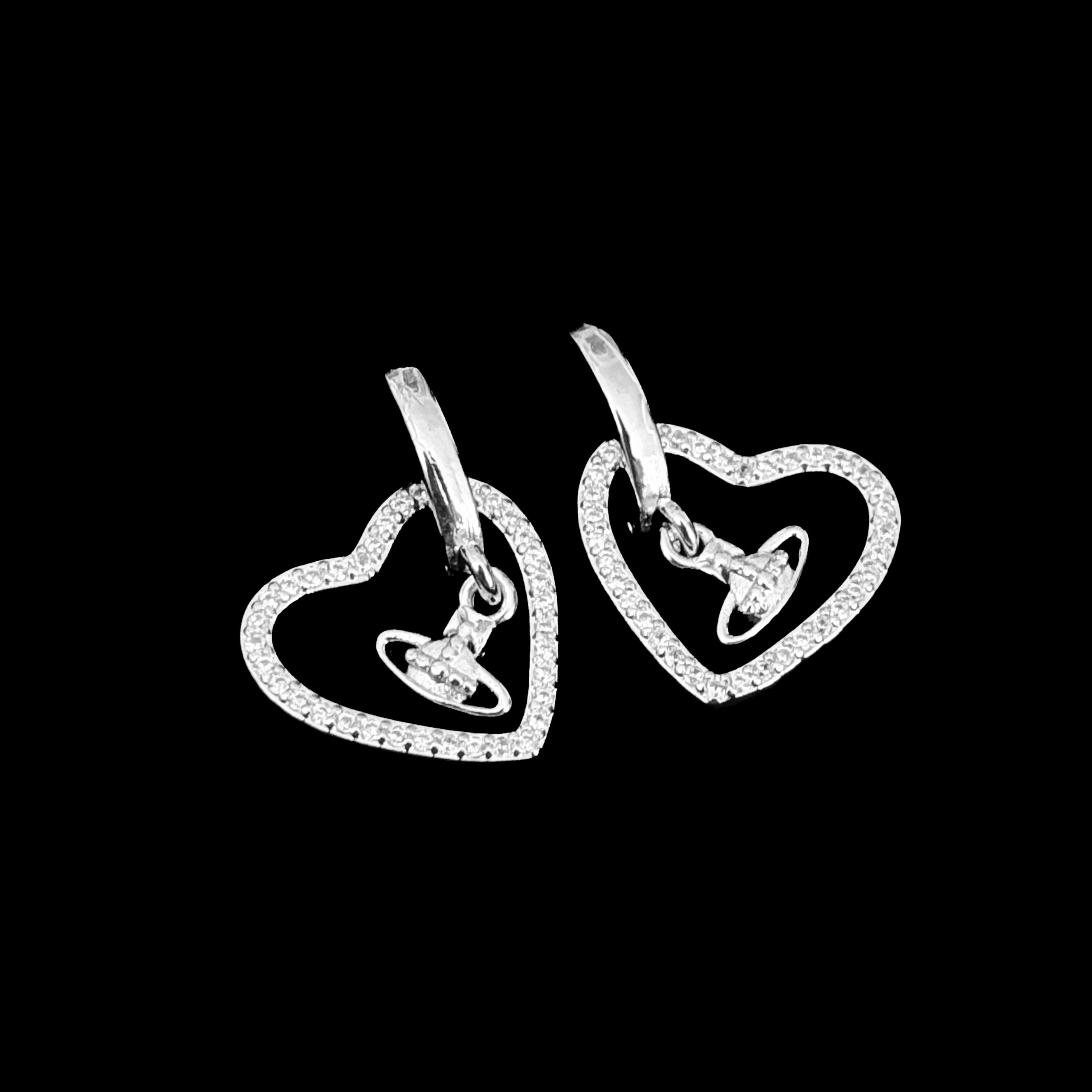 Crystal Heart Mini Orb Earrings