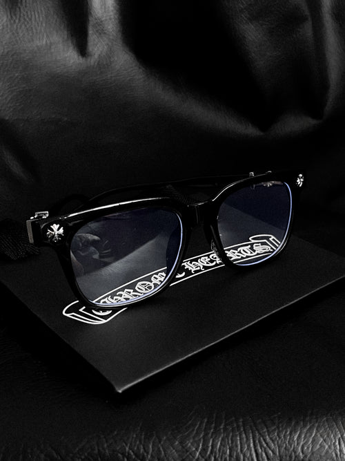 Chrome Cross Black Eyeglasses