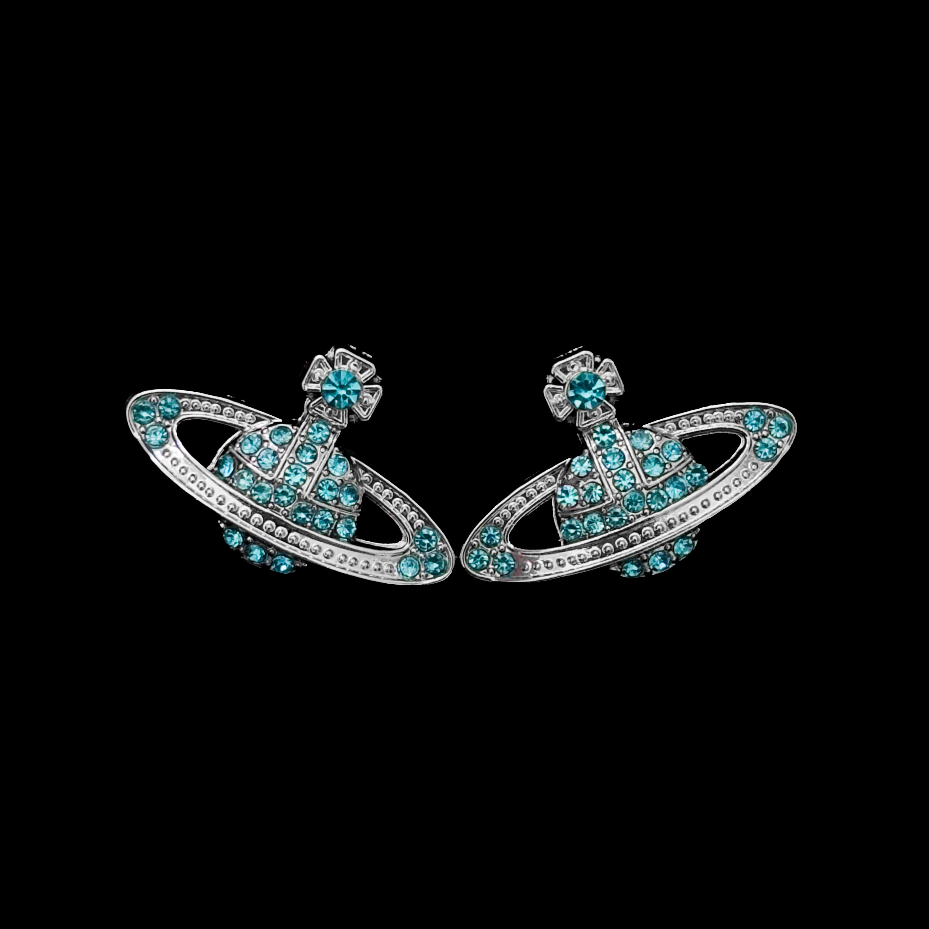 Aqua Crystal Orb Earrings