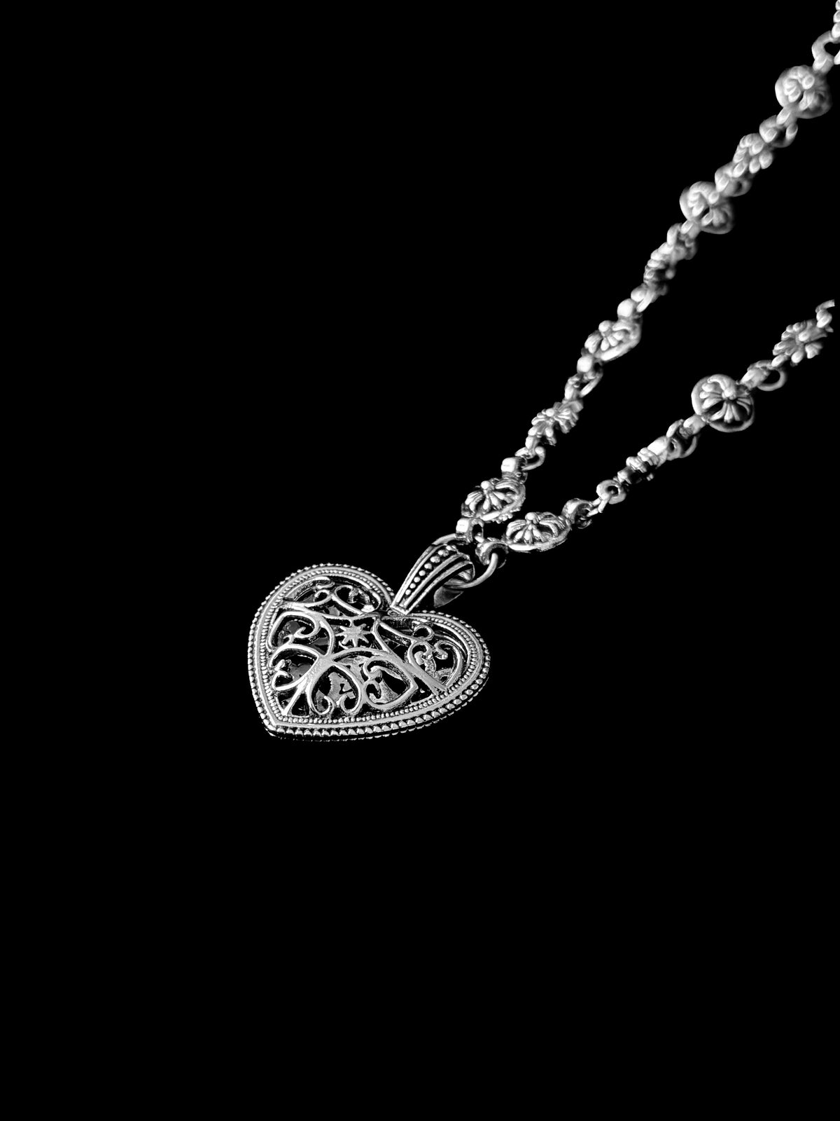 Chrome Filigree Heart Necklace