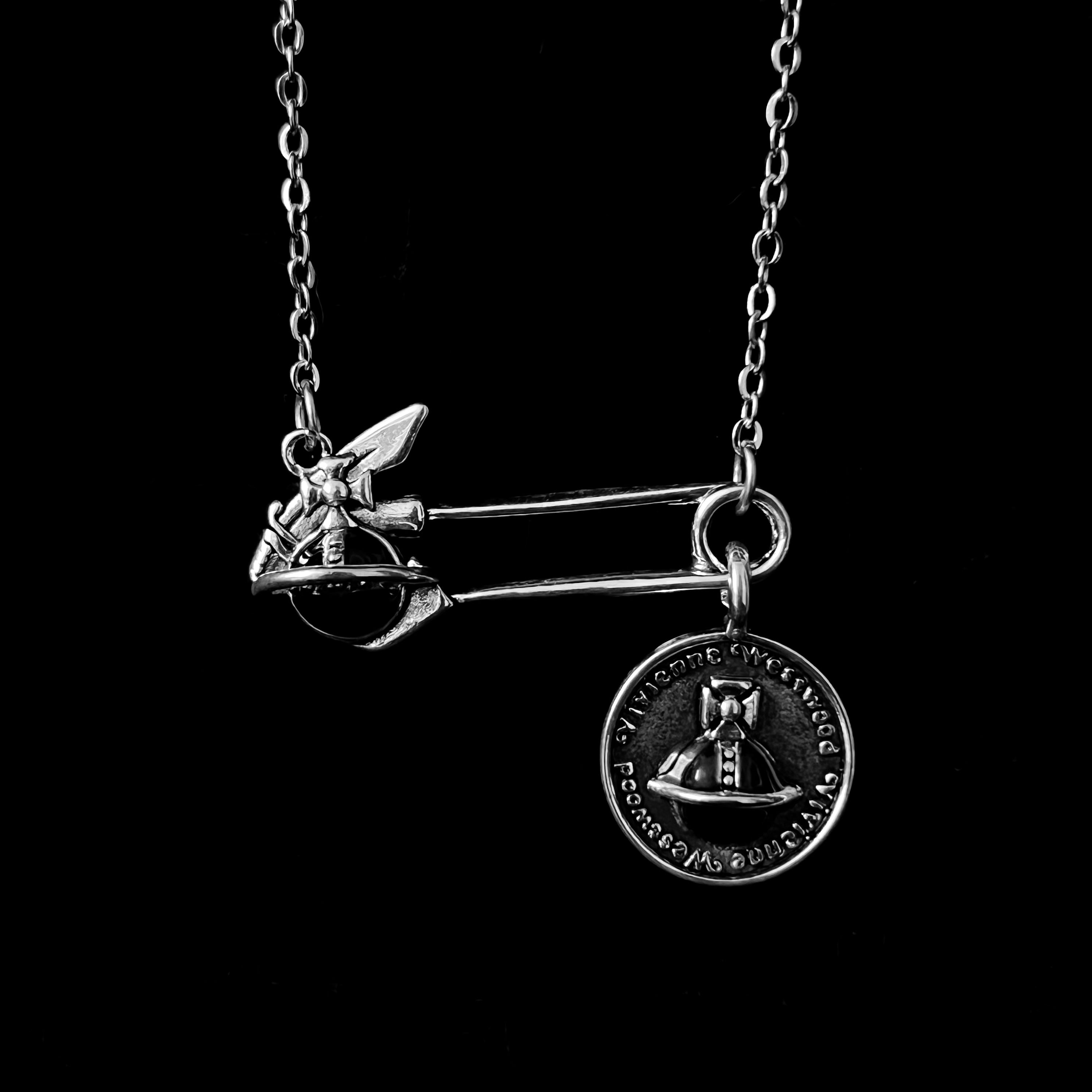 Safety Pin Orb Necklace