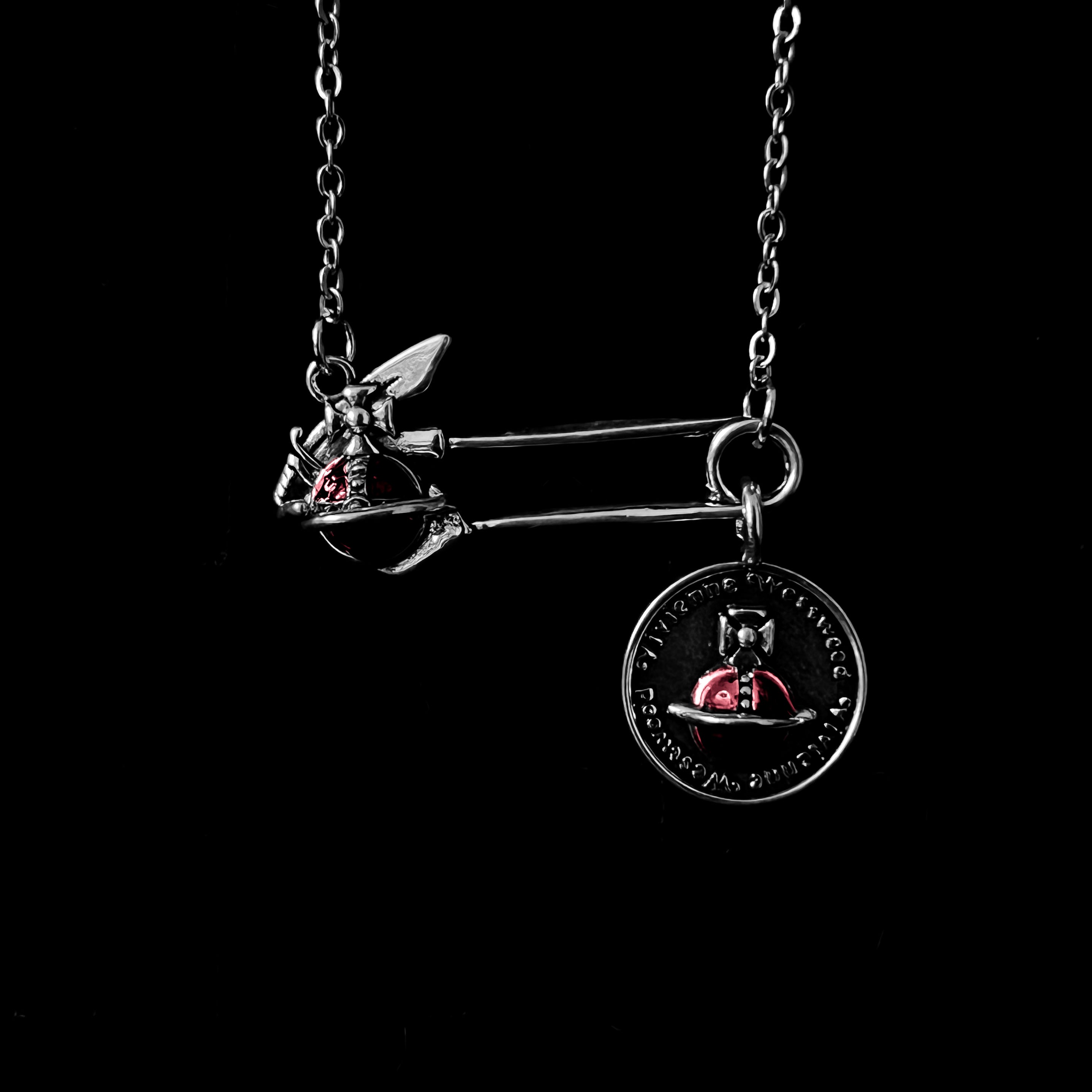 Orb Safety Pin Necklace