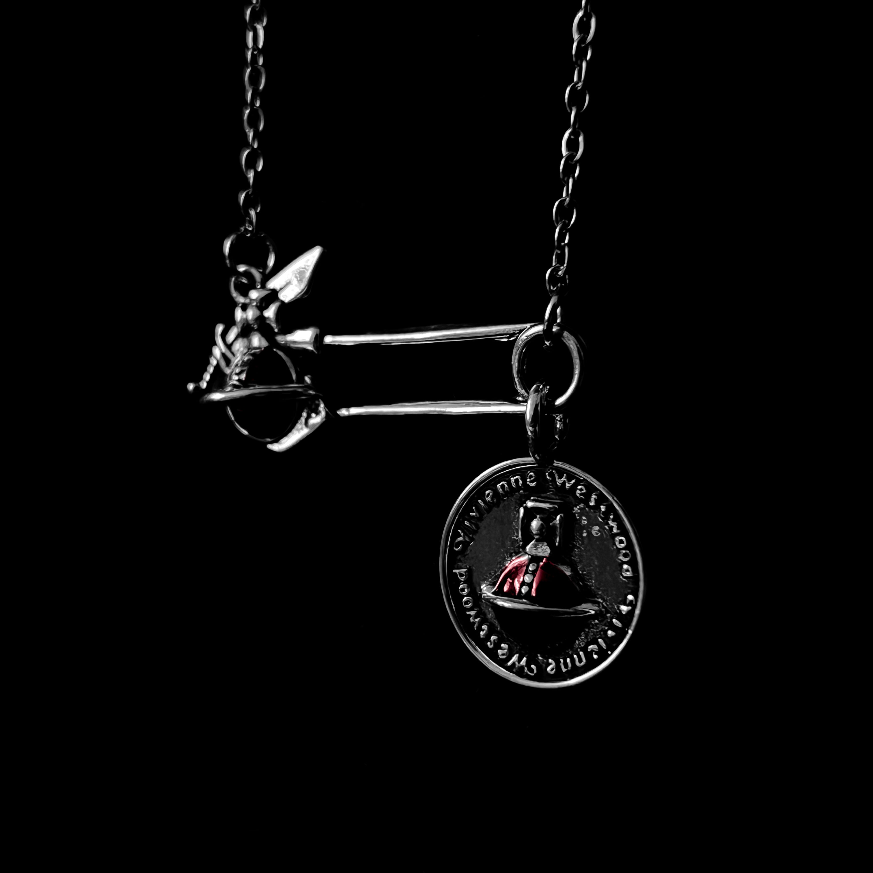 Orb Safety Pin Necklace
