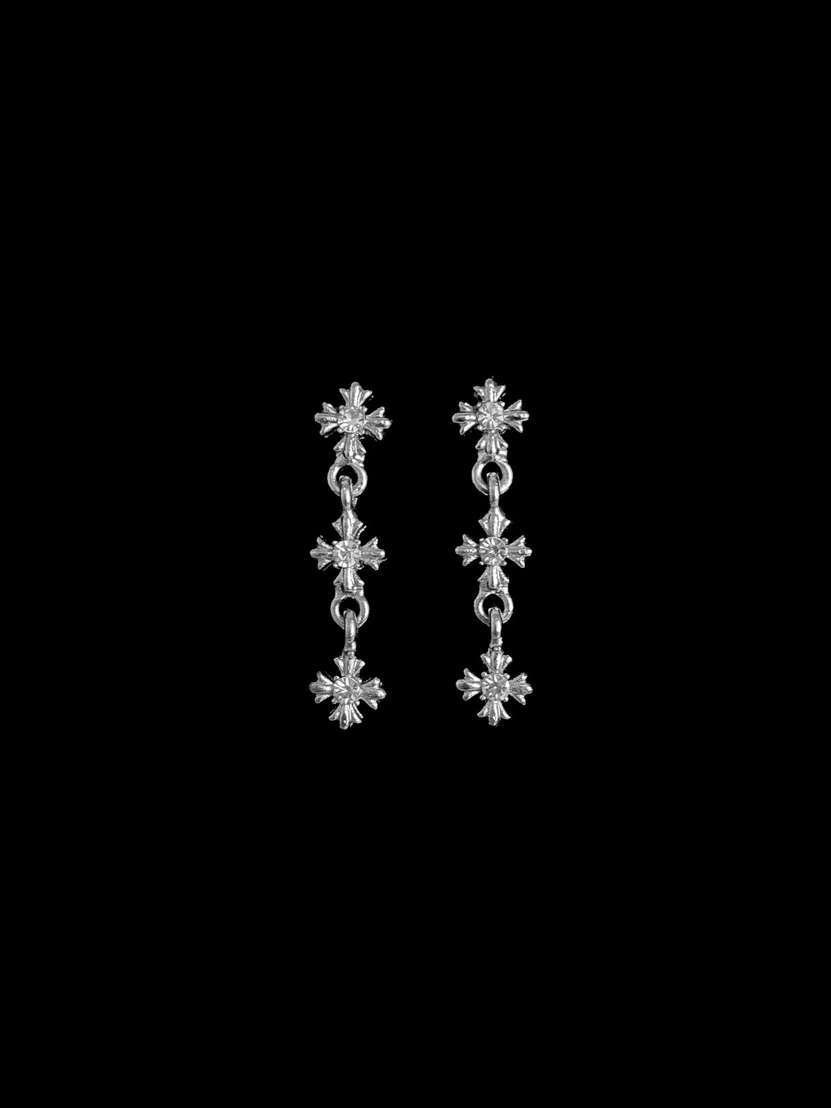 Chrome Hearts Triple Cross Drop Earrings