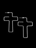 Silver Wire Cross Stud Earrings