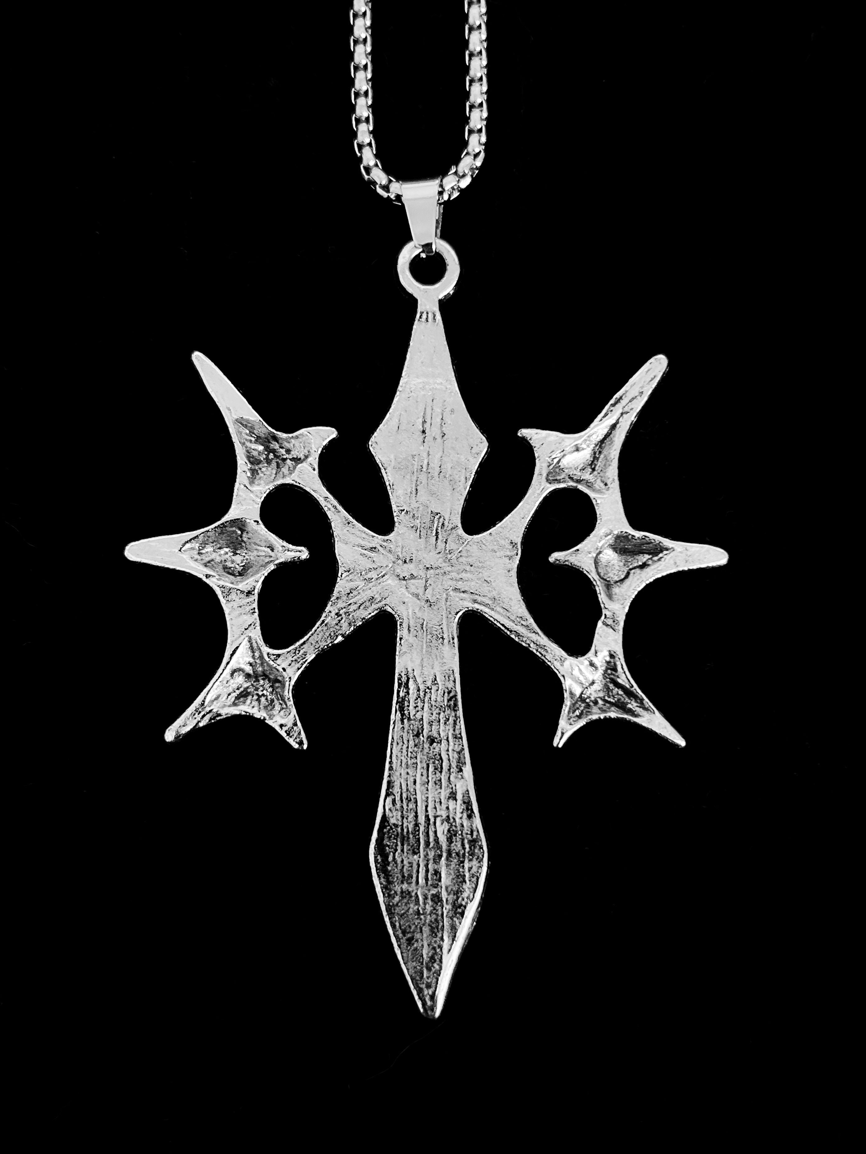 Thorn Cross Silver Pendant Necklace