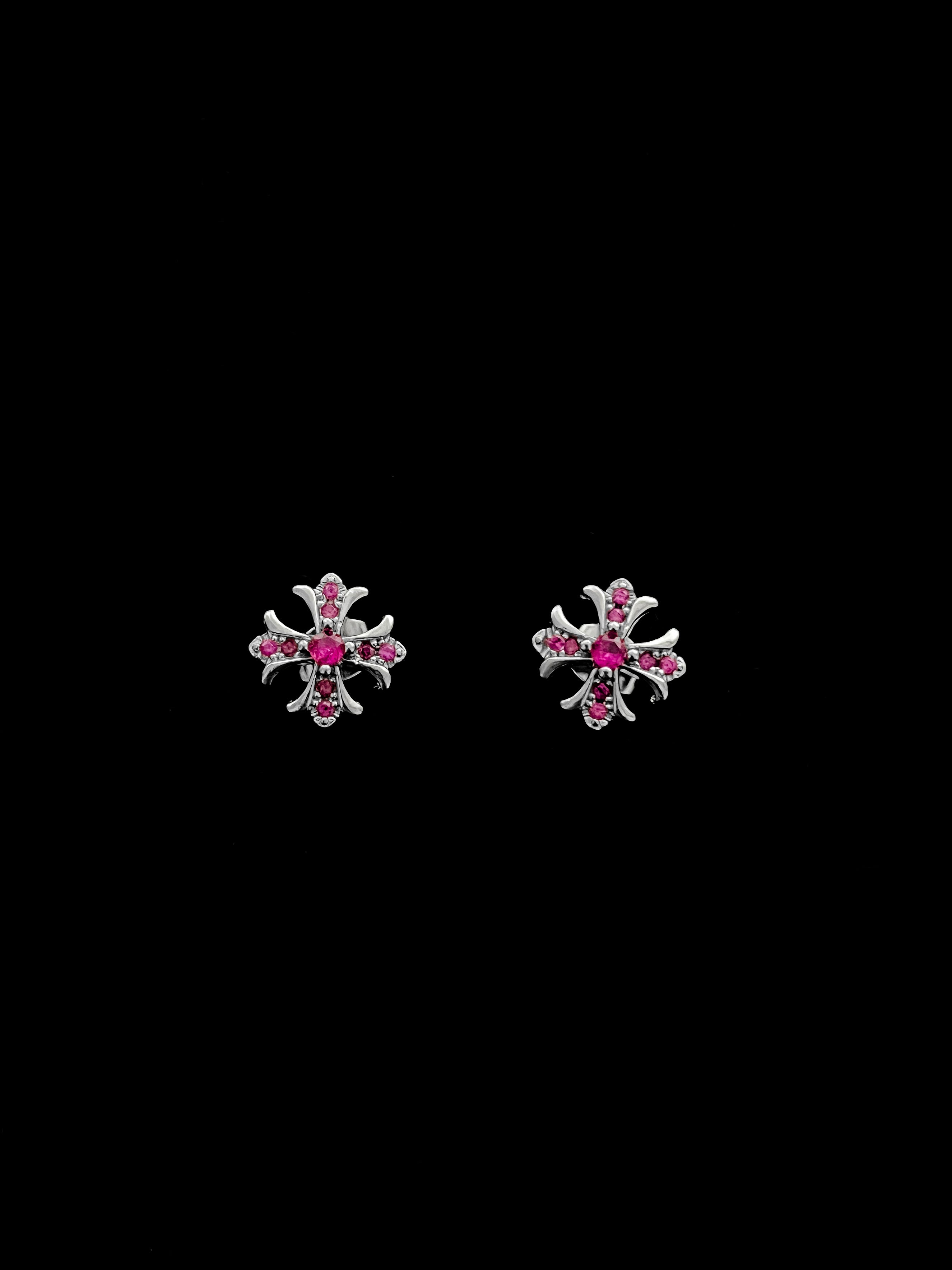 Ruby Crystal Floral Cross