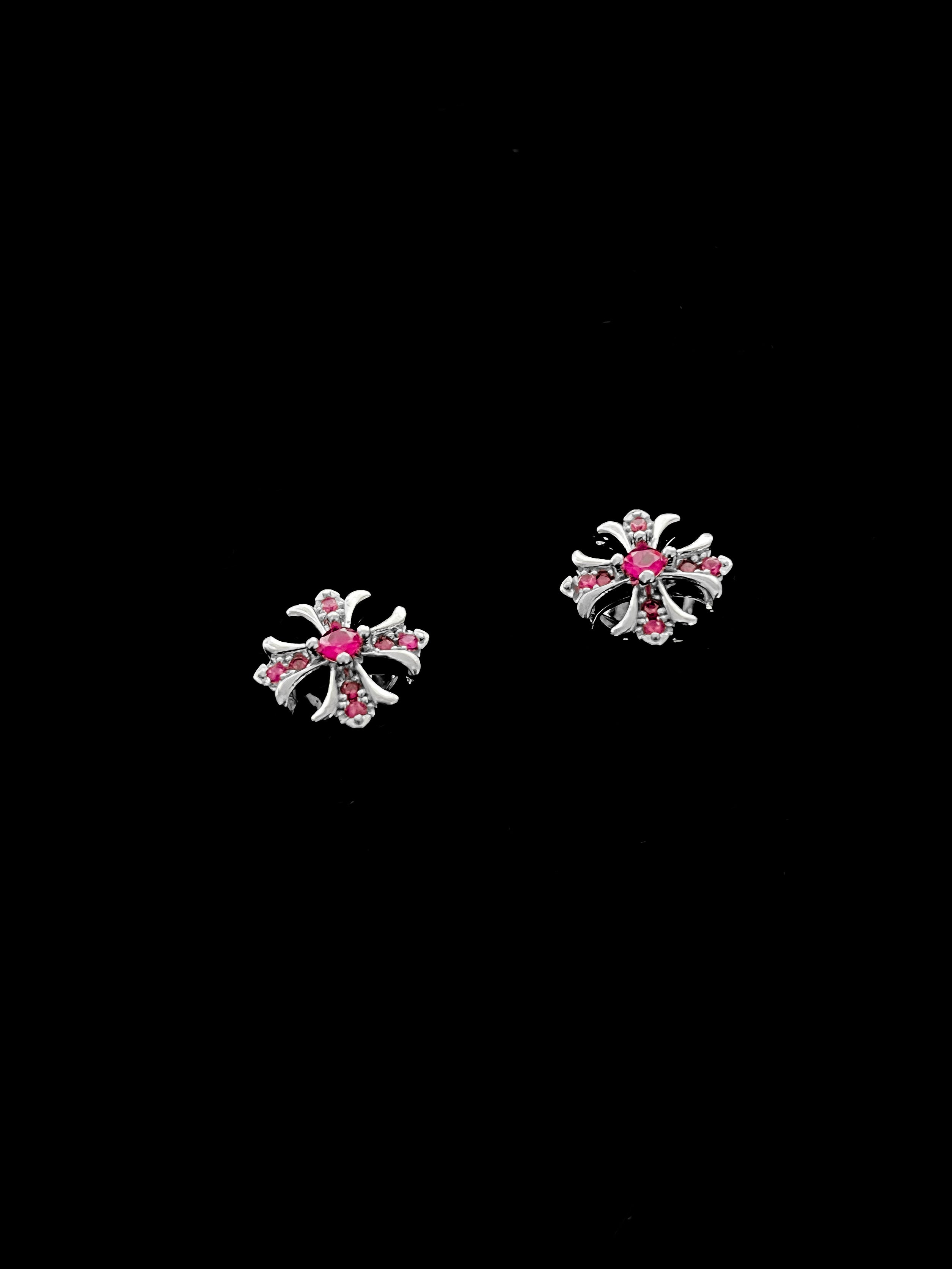 Ruby Crystal Floral Cross
