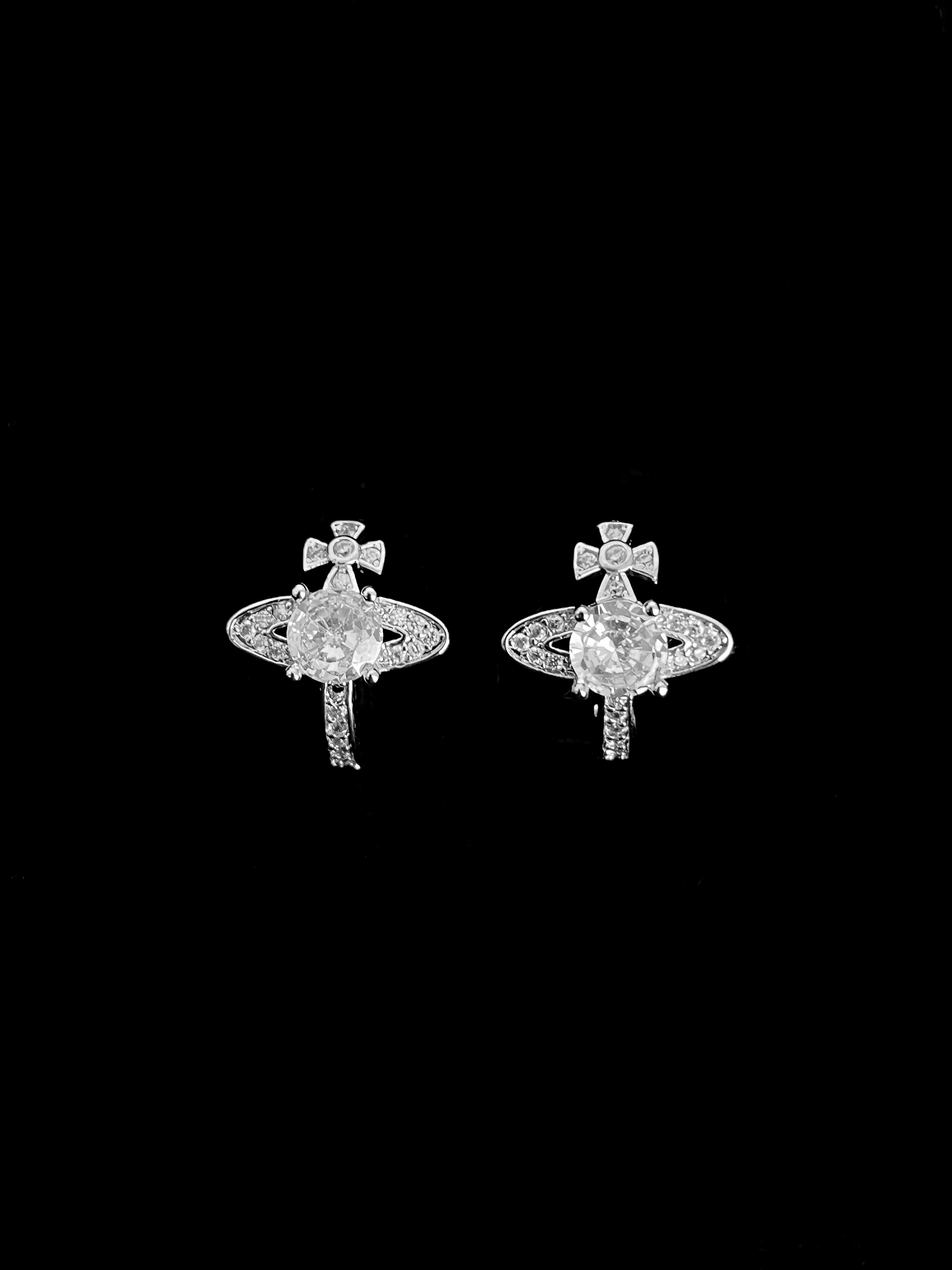 Crystal Orb Huggie Hoop Earrings
