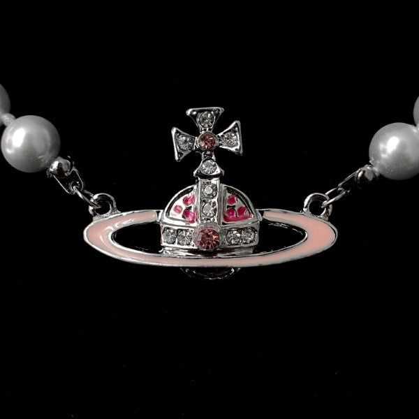 Collar VW rosado con perlas